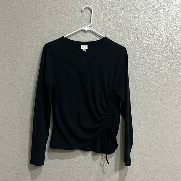 A New Day Black Draw String Top Black Long Sleeve Size  Large - Picture 1 of 9